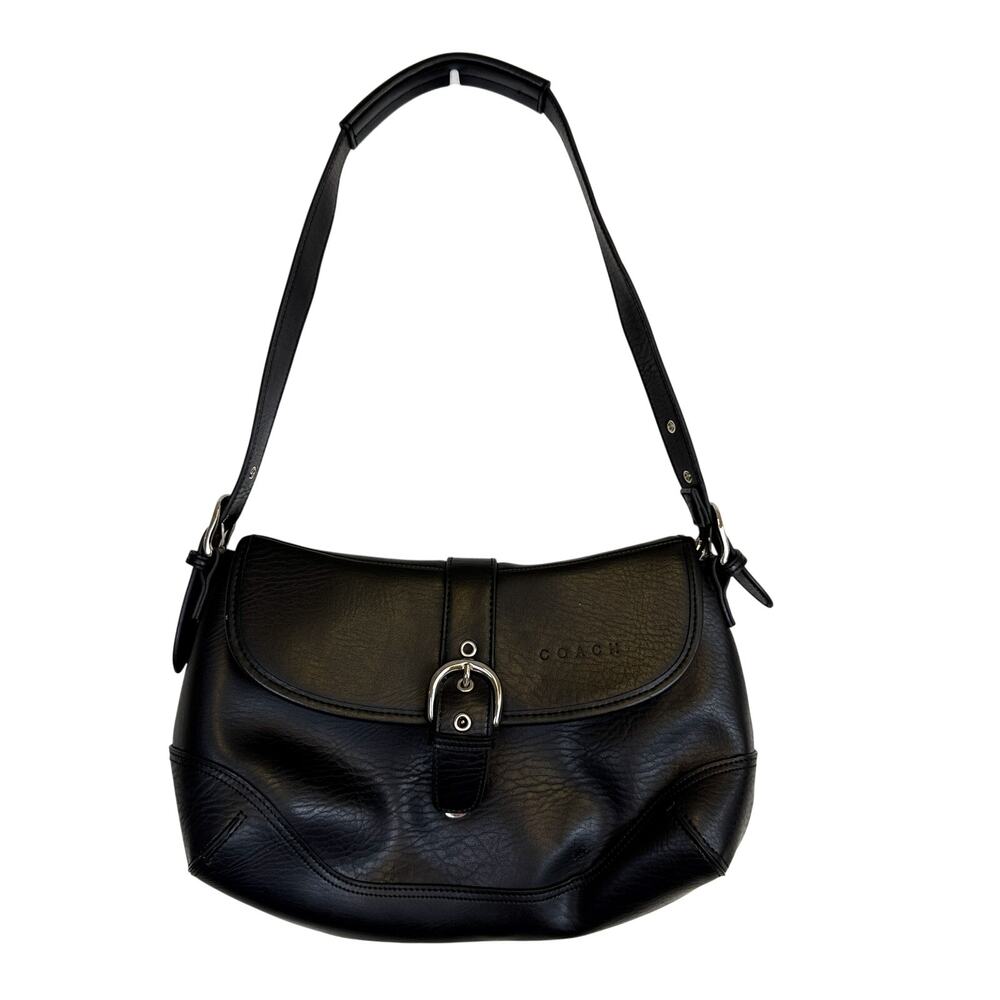 Coach Leather Shoulder SOHO Bag Flap Black